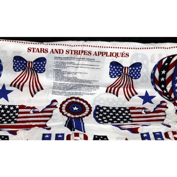 USA Stars and Stripes Applique Panel 44 x 17.5 in Fabric VIP Print Cranston - Picture 2 of 11